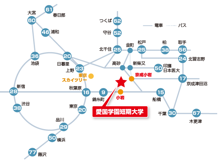 アクセス 東京 江戸川区 小岩 愛国学園短期大学